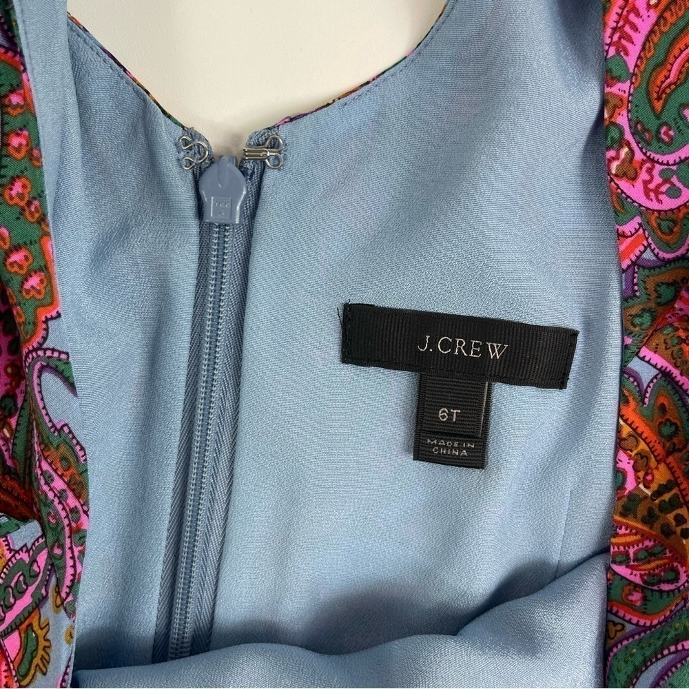 J. Crew Silk Dress Ruffle Vibrant Paisley F4349 - Picture 11 of 15
